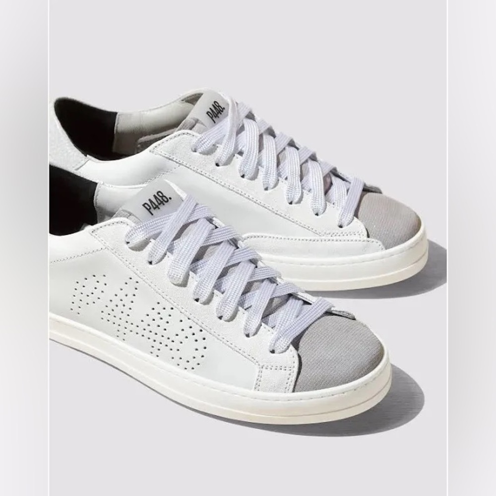 P448 John Pixel White and Grey Silver Sneakers